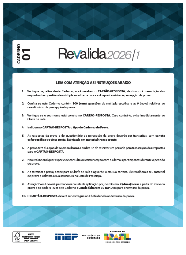 Capa oficial — Revalida 2026/1 · Caderno 01 · INEP
