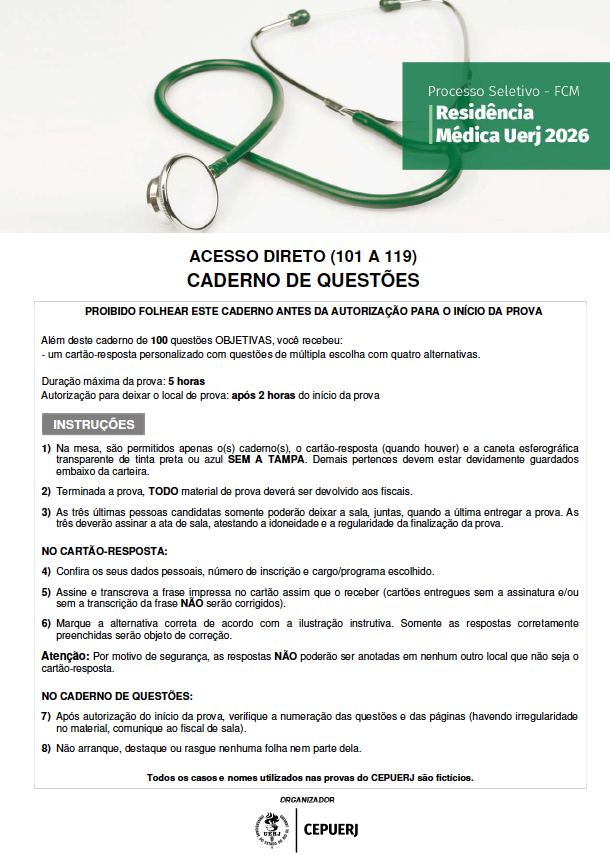 Capa oficial — UERJ 2026 · FCM · CEPUERJ · Acesso Direto