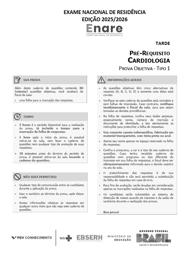 Capa oficial — ENARE Edição 2025/2026 · Pré-requisito · Cardiologia