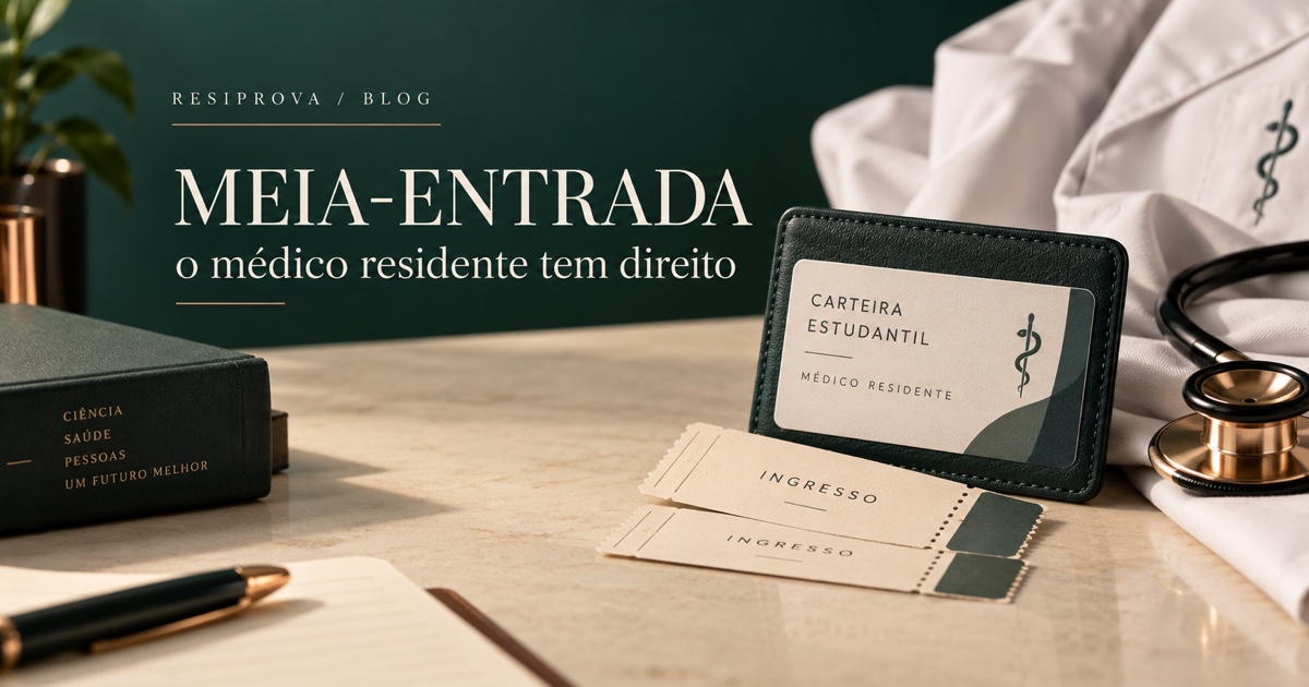 Carteira estudantil e ingressos representando a meia-entrada do médico residente