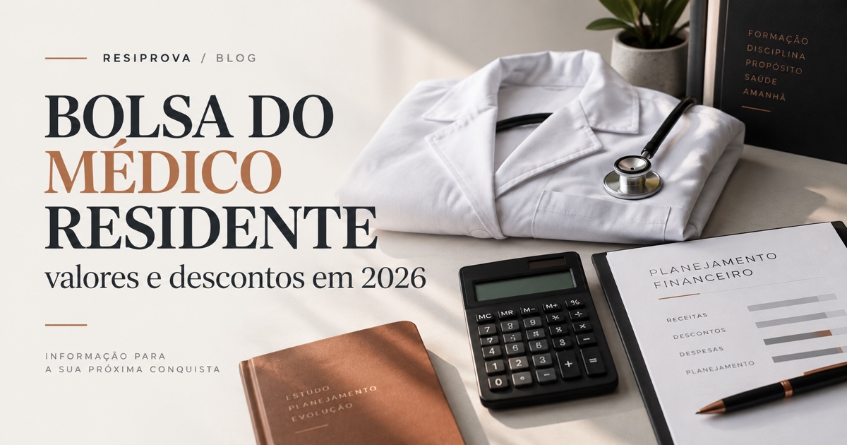 Médico residente de jaleco calculando o orçamento mensal