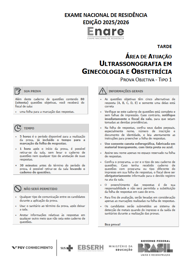Capa oficial — ENARE Edição 2025/2026 · Área de atuação · Ultrassonografia em GO