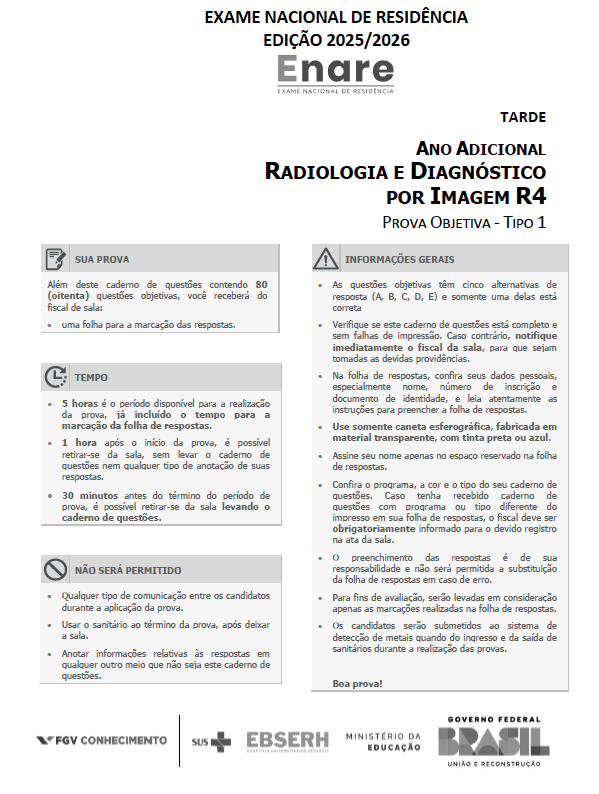 Capa oficial — ENARE Edição 2025/2026 · Ano adicional · Radiologia R4