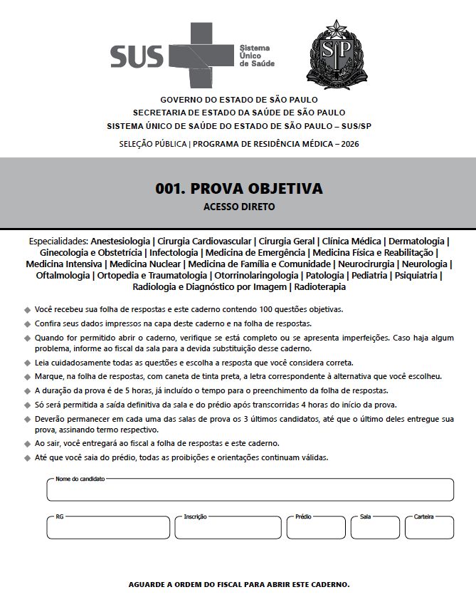 Capa oficial — SUS-SP 2026 · 001 · Acesso Direto