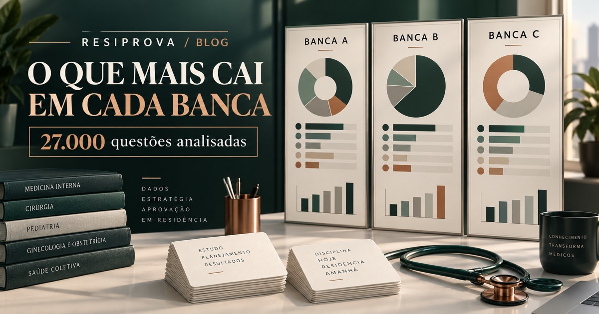 Painéis comparativos dos temas mais cobrados em diferentes bancas de residência